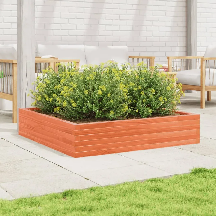 Jardinière cire marron 110x110x23 cm bois de pin massif - 3