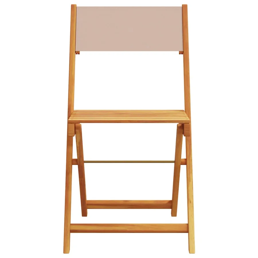 Chaises de jardin pliantes lot de 4 taupe tissu et bois massif - 4