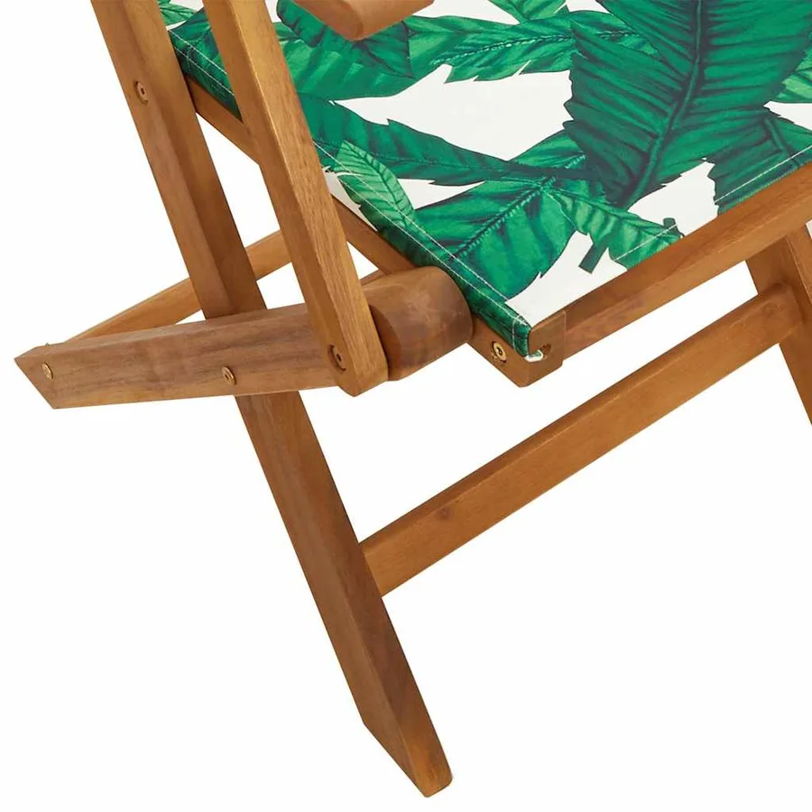 Chaises de jardin lot de 2 motif de feuilles acacia et tissu - 10
