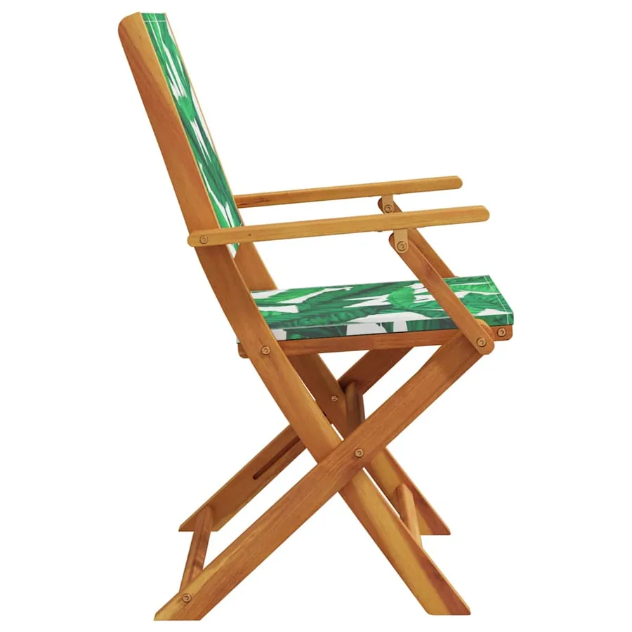 Chaises de jardin lot de 2 motif de feuilles acacia et tissu - 6
