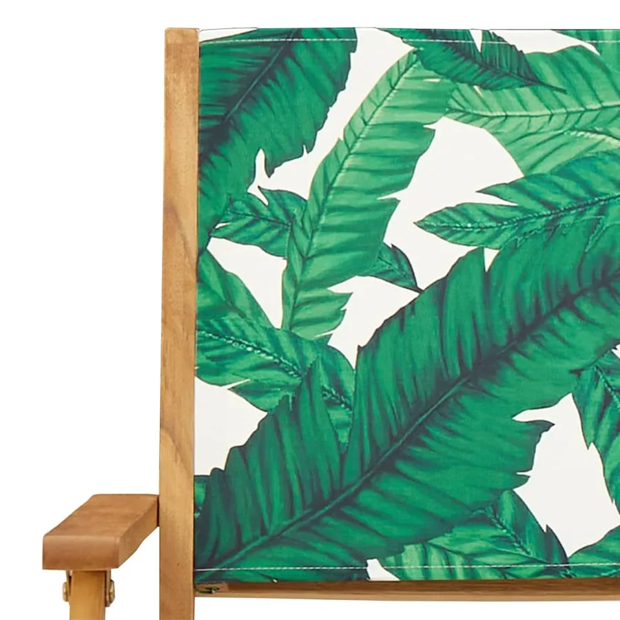 Chaises de jardin lot de 2 motif de feuilles acacia et tissu - 9