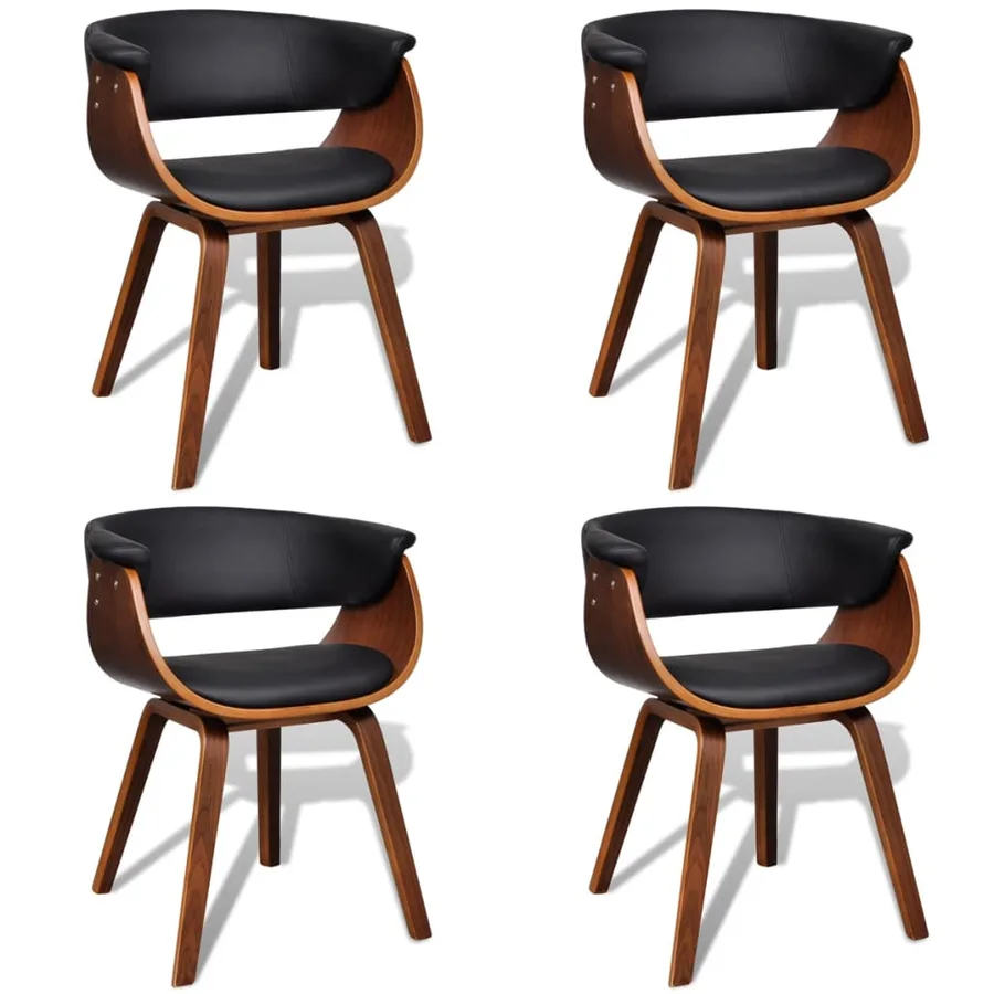 Chaises à manger lot de 4 bois courbé et similicuir - 2