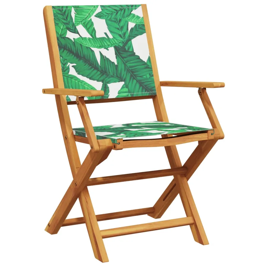 Chaises de jardin pliantes lot de 4 vert tissu et bois massif - 3