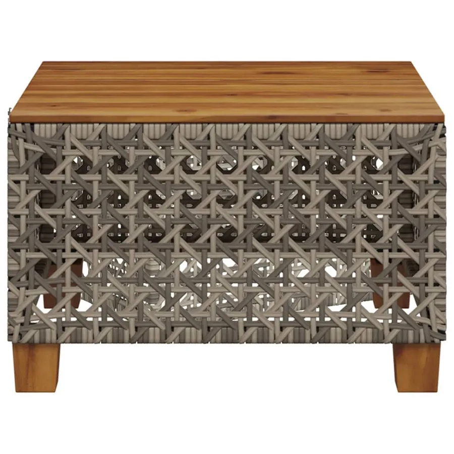 Table de jardin gris 55x55x36 cm résine tressée et bois acacia - 4