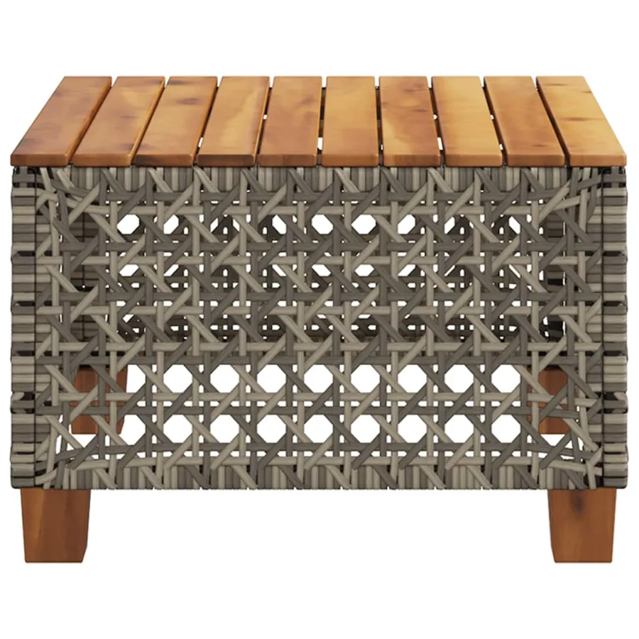 Table de jardin gris 55x55x36 cm résine tressée et bois acacia - 5