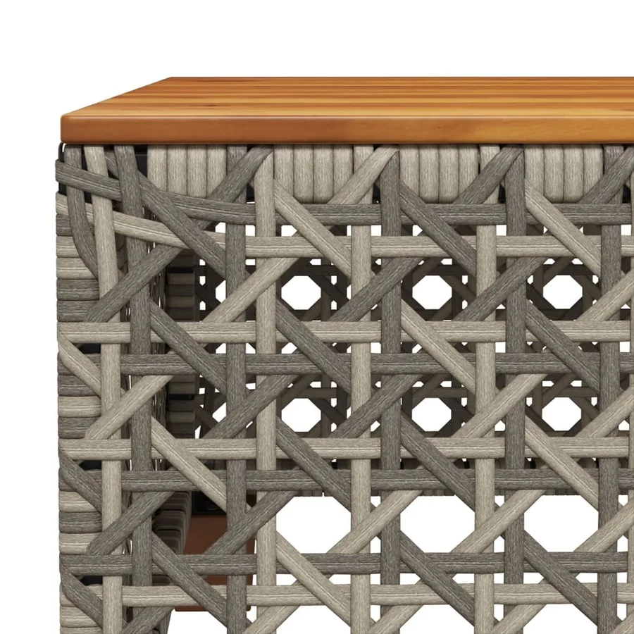 Table de jardin gris 55x55x36 cm résine tressée et bois acacia - 7