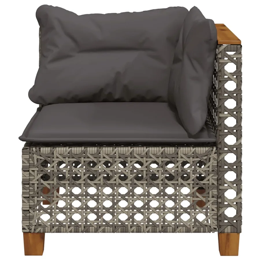 Canapé d'angle de jardin avec coussins gris résine tressée - 4