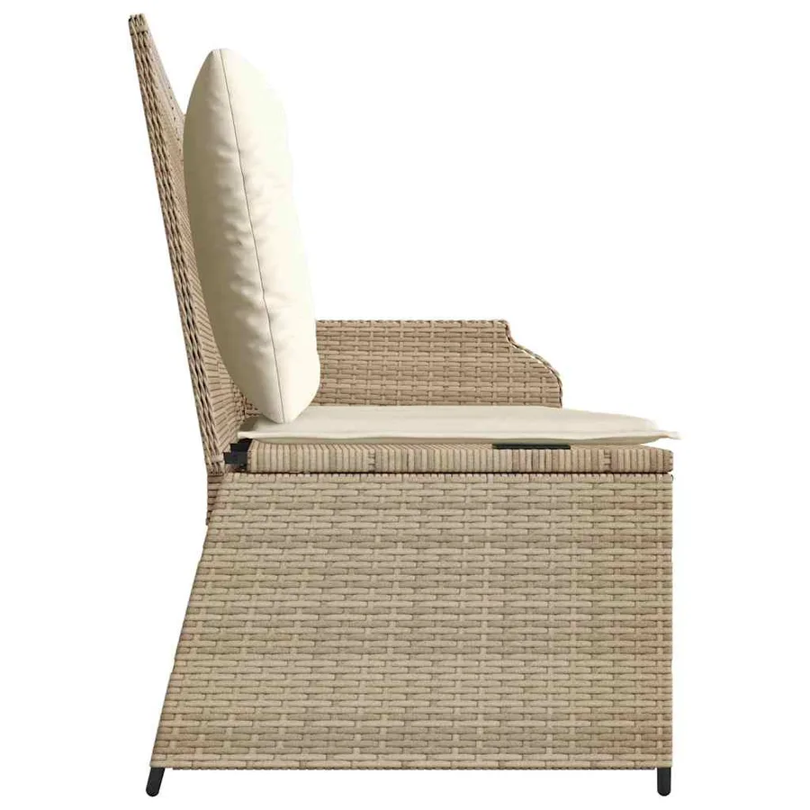 Banc inclinable de jardin avec coussins beige résine tressée - 5