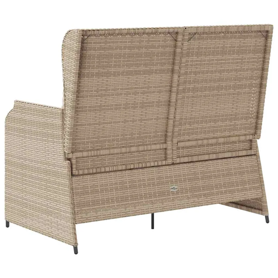 Banc inclinable de jardin avec coussins beige résine tressée - 6