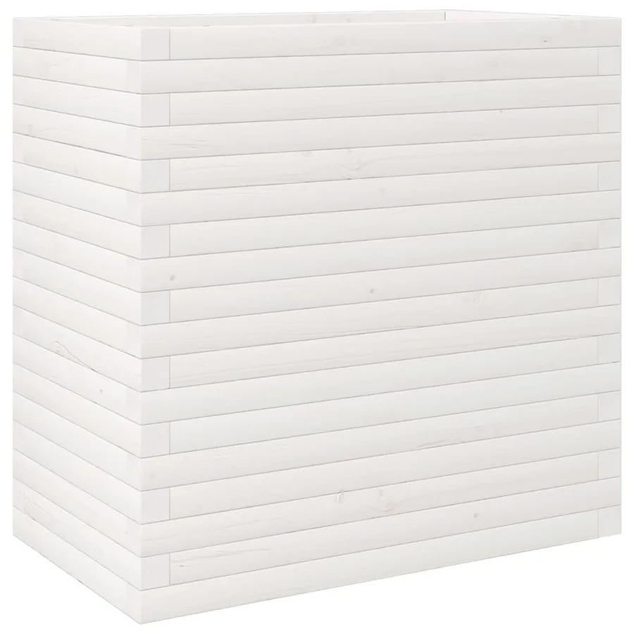 Jardinière blanc 70x40x68,5 cm bois de pin massif - 7