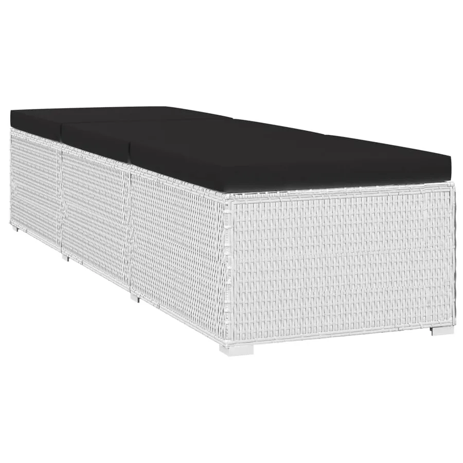 Chaise longue avec coussin et table à thé rotin Blanc - 4