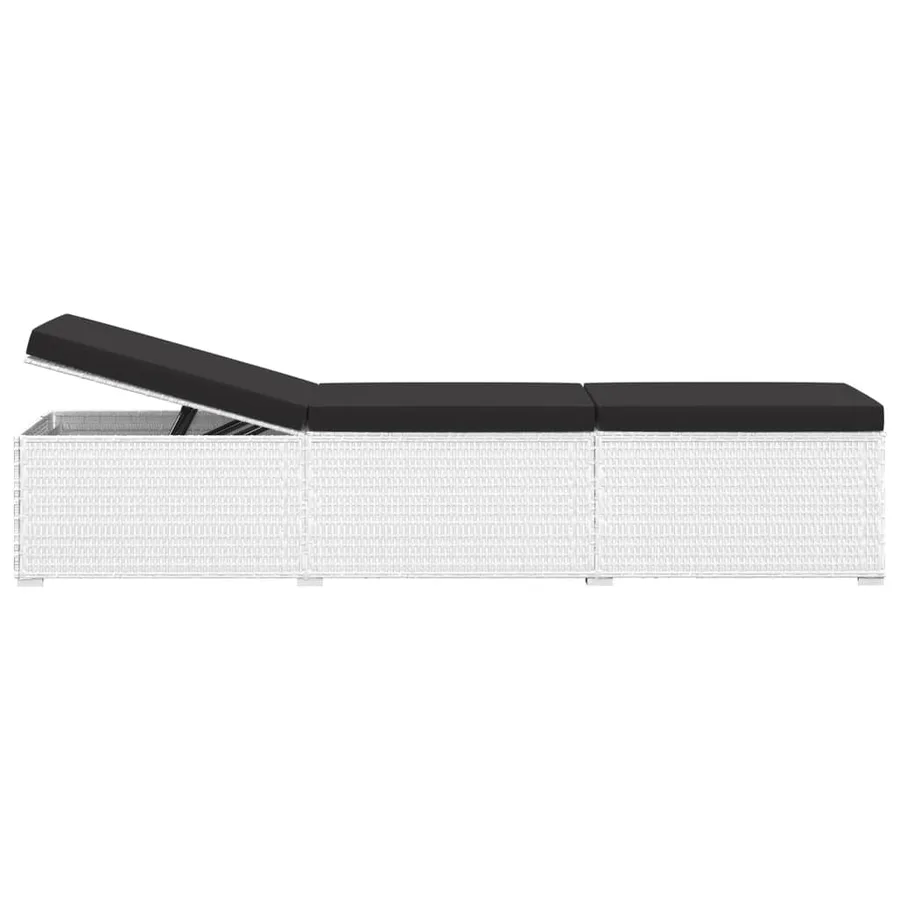Chaise longue avec coussin et table à thé rotin Blanc - 6