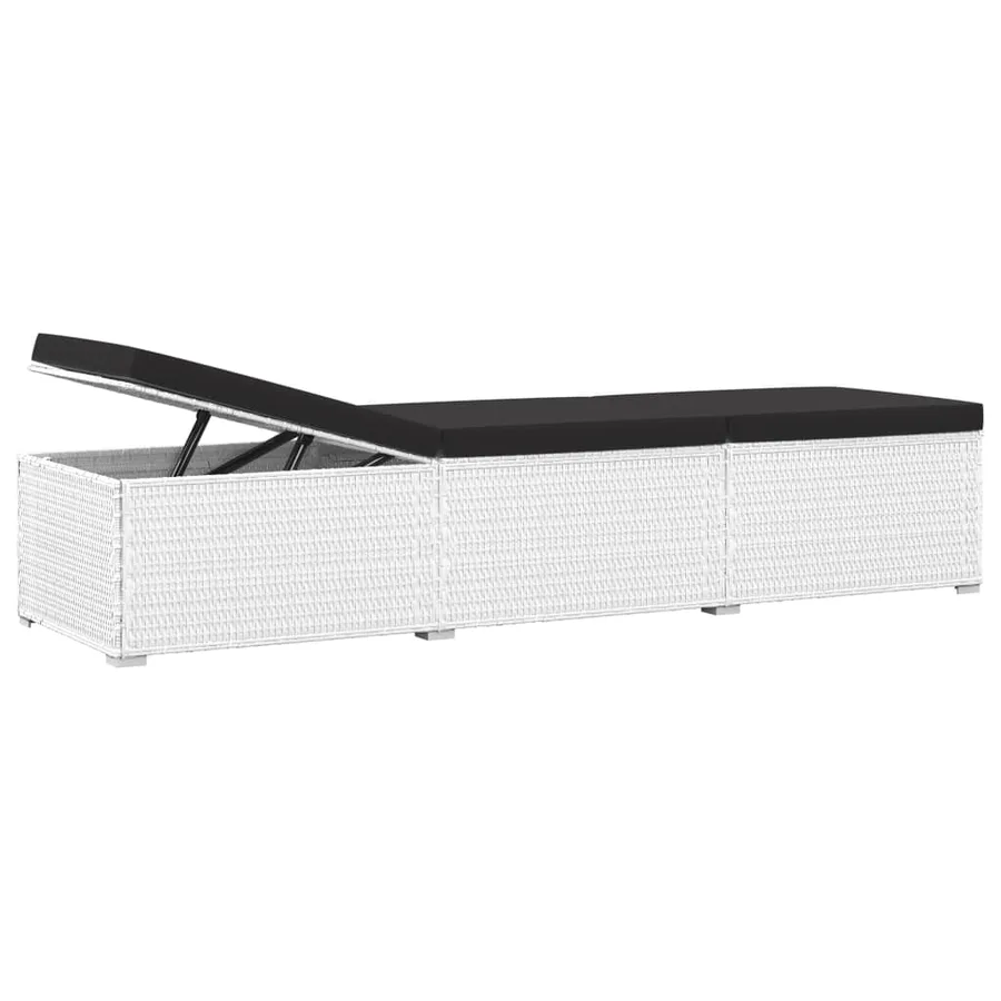 Chaise longue avec coussin et table à thé rotin Blanc - 7