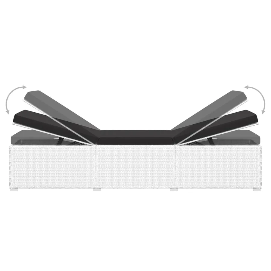 Chaise longue avec coussin et table à thé rotin Blanc - 8