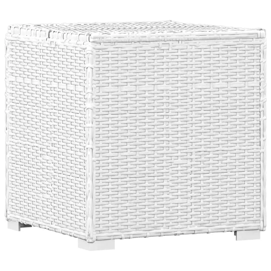 Chaise longue avec coussin et table à thé rotin Blanc - 9