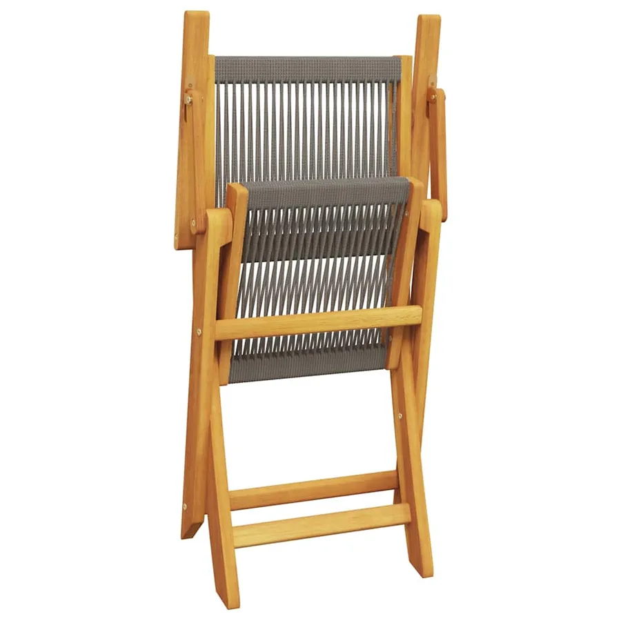 Chaises de jardin lot de 2 gris bois d'acacia et polypropylène - 8
