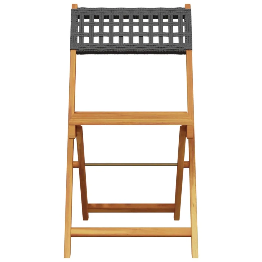 Chaises de jardin pliantes lot de 4 noir poly rotin bois massif - 4