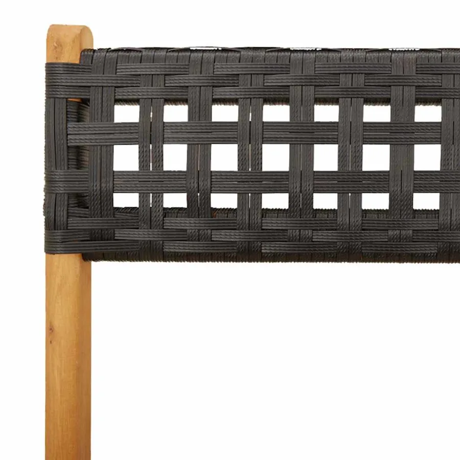 Chaises de jardin pliantes lot de 4 noir poly rotin bois massif - 9