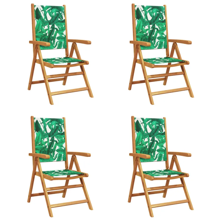Chaises inclinables de jardin lot de 4 vert tissu bois massif - 2