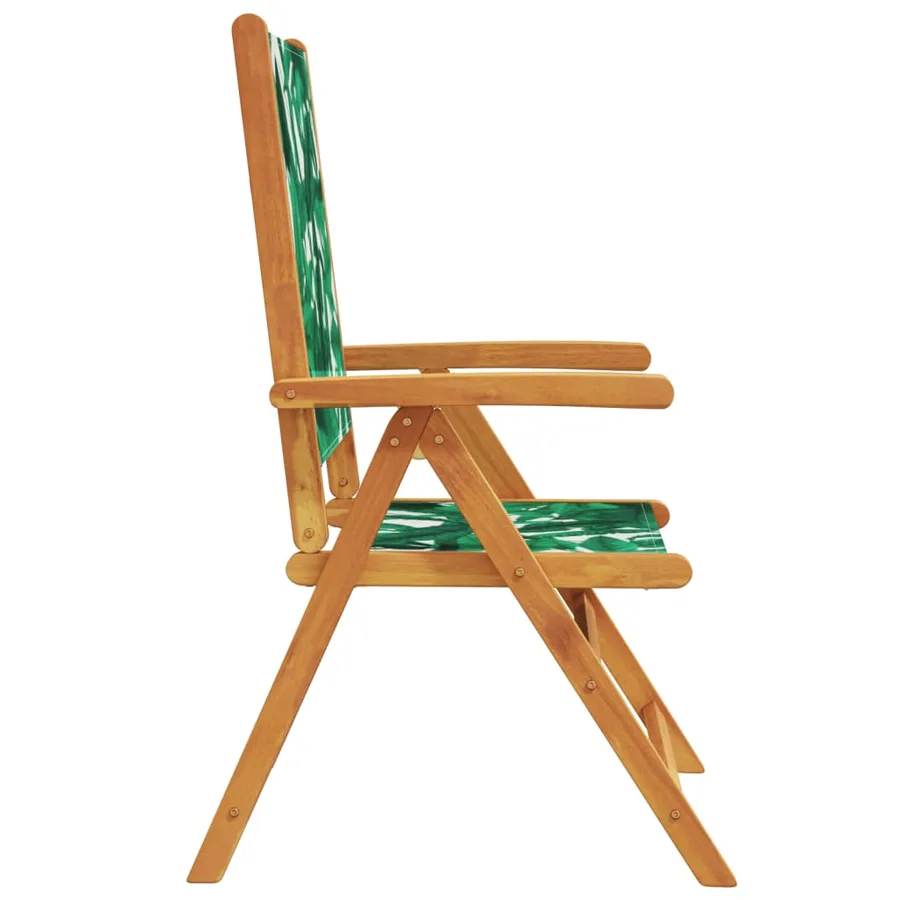 Chaises inclinables de jardin lot de 4 vert tissu bois massif - 5