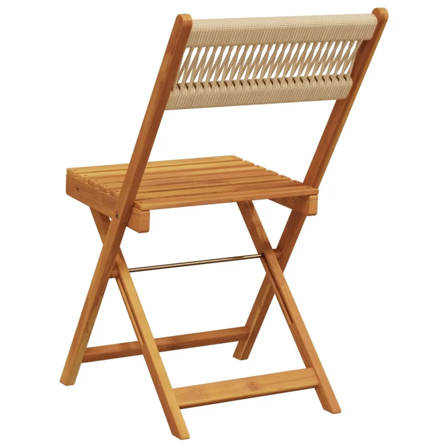 Chaises de jardin pliantes lot de 8 beige bois d'acacia massif - 6
