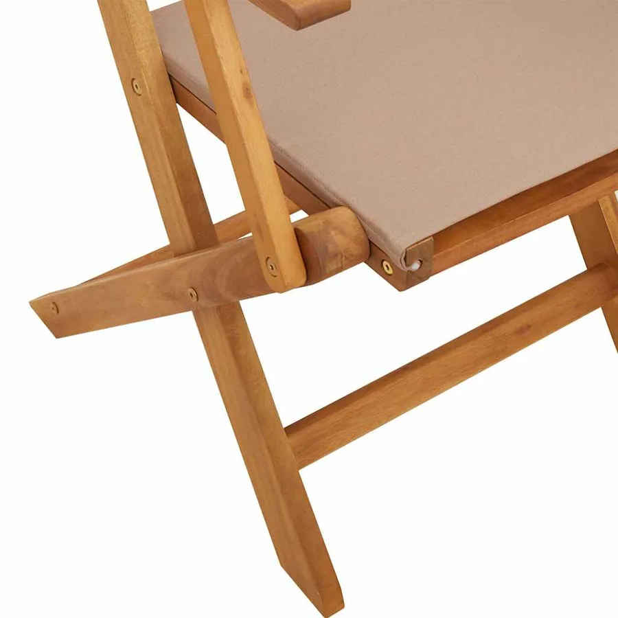 Chaises de jardin lot de 2 taupe bois d'acacia massif et tissu - 10