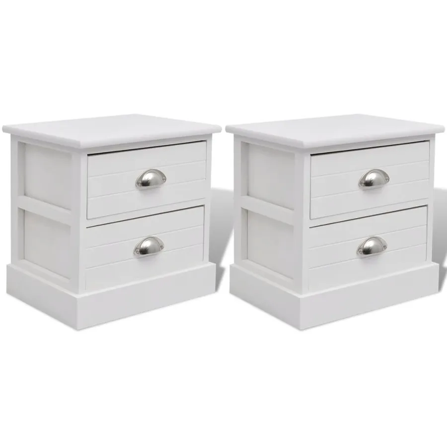 Table de chevet en style français 2 pcs Blanc - 2