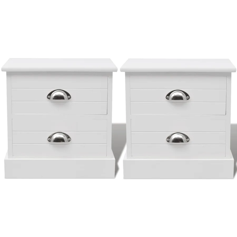 Table de chevet en style français 2 pcs Blanc - 3