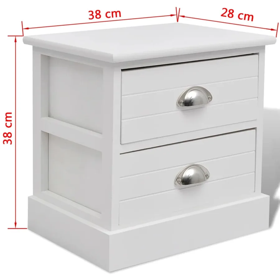 Table de chevet en style français 2 pcs Blanc - 6