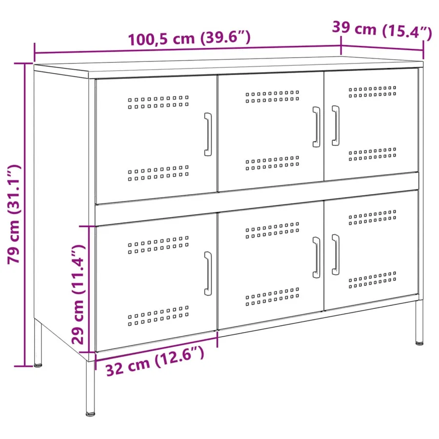 Buffet anthracite 100,5x39x79 cm acier - 14
