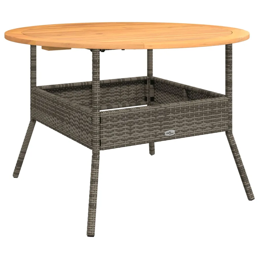 Table de jardin et dessus en bois d'acacia gris résine tressée - 2