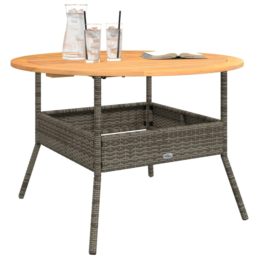 Table de jardin et dessus en bois d'acacia gris résine tressée - 4