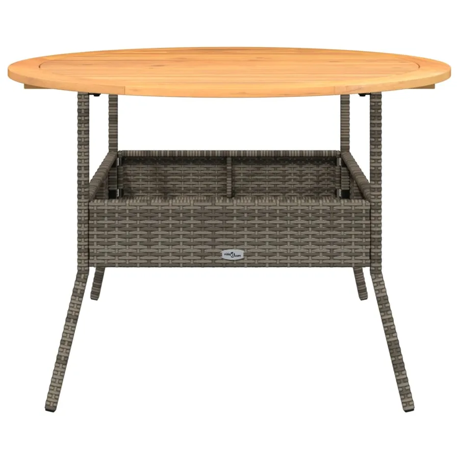 Table de jardin et dessus en bois d'acacia gris résine tressée - 5