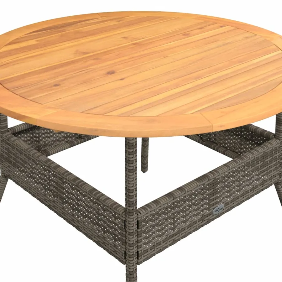 Table de jardin et dessus en bois d'acacia gris résine tressée - 9