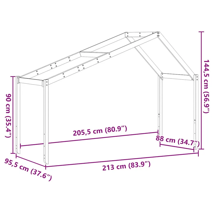 Toit de lit pour enfants 213x95,5x144,5 cm bois de pin massif - 9