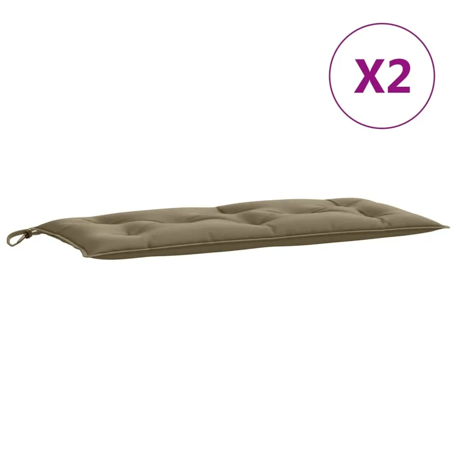 Coussins de banc de jardin lot de 2 taupe mélangé tissu - 4