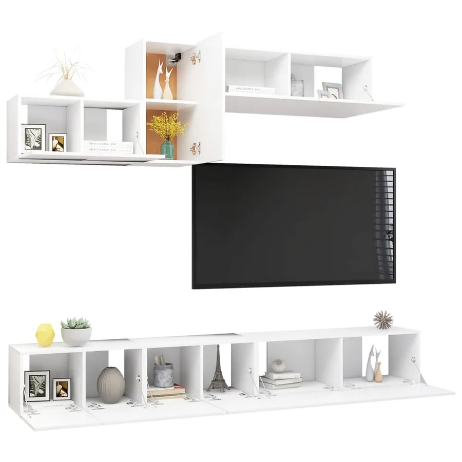 Ensemble de meuble TV 6 pcs Blanc Bois d'ingénierie - 3