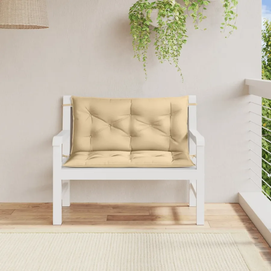Coussins de banc de jardin lot de 2 beige mélangé tissu - 3