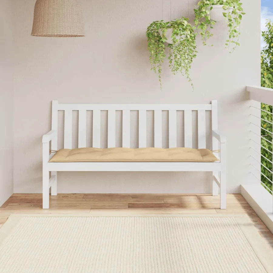 Coussin de banc de jardin beige mélangé 150x50x7 cm tissu - 3