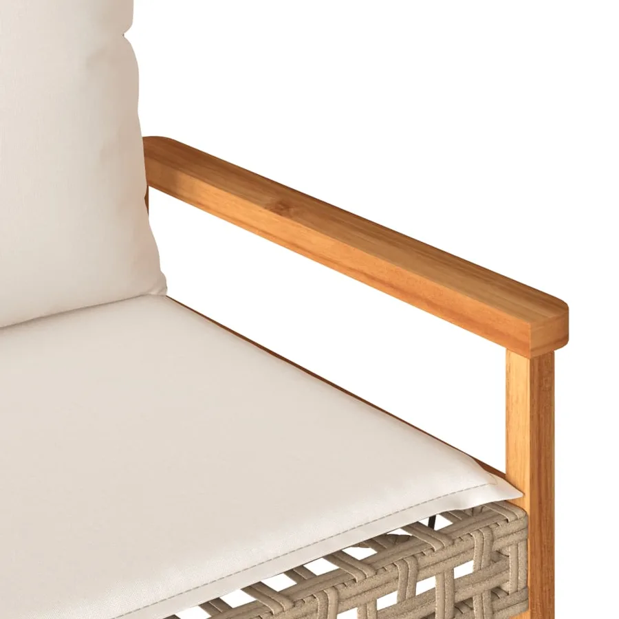 Banc de jardin avec coussin mélange beige résine tressée acacia - 7
