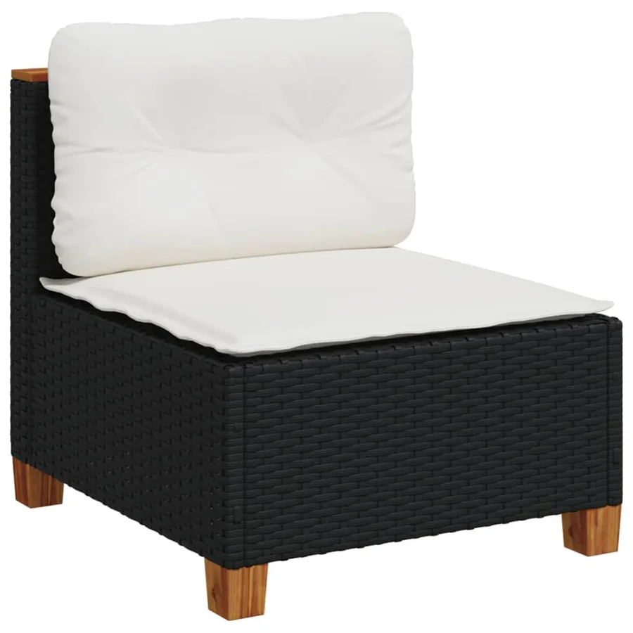 Canapé de jardin sans accoudoirs coussins noir résine tressée - 2