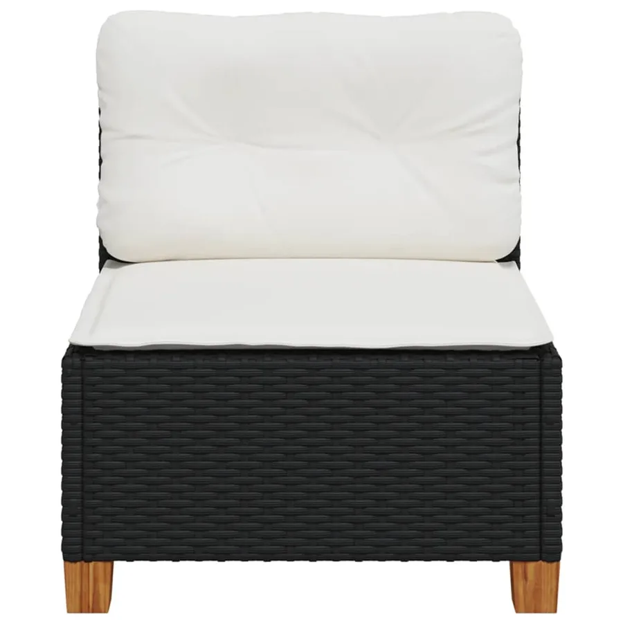 Canapé de jardin sans accoudoirs coussins noir résine tressée - 4
