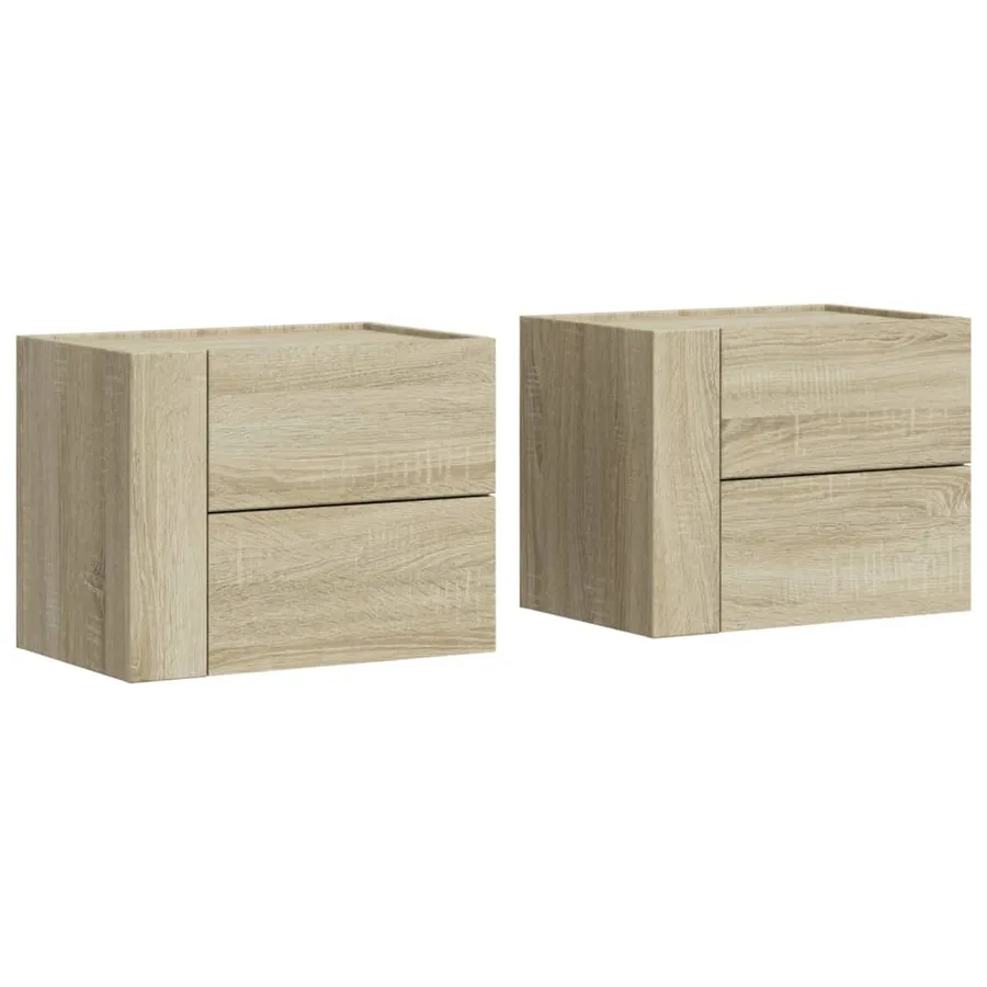 Tables de chevet murales 2 pcs chêne sonoma 45x30x35 cm - 2