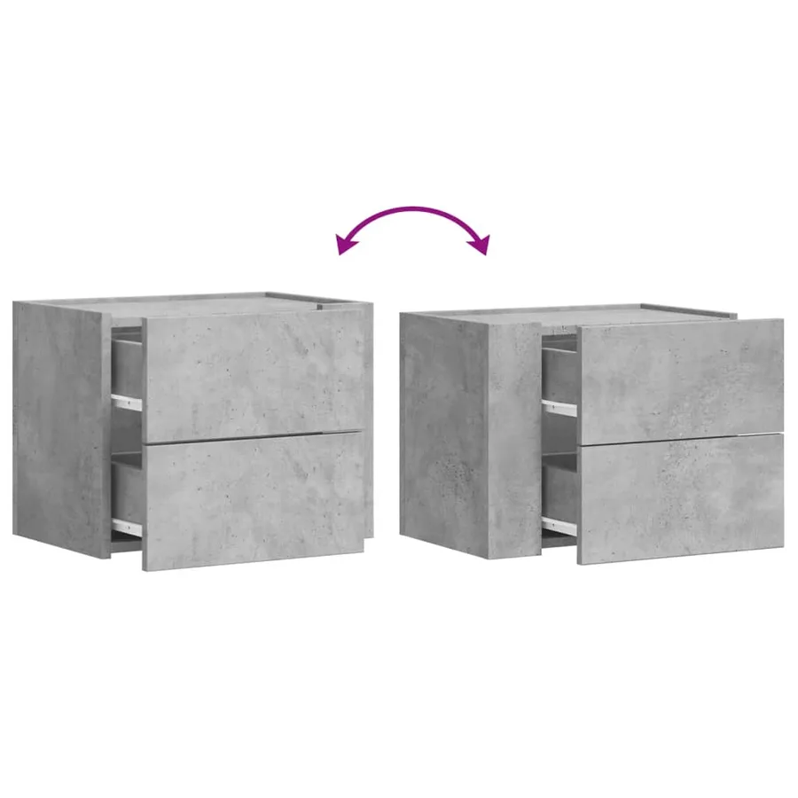 Tables de chevet murales 2 pcs gris béton 45x30x35 cm - 10