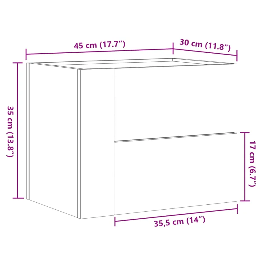 Tables de chevet murales 2 pcs gris béton 45x30x35 cm - 12