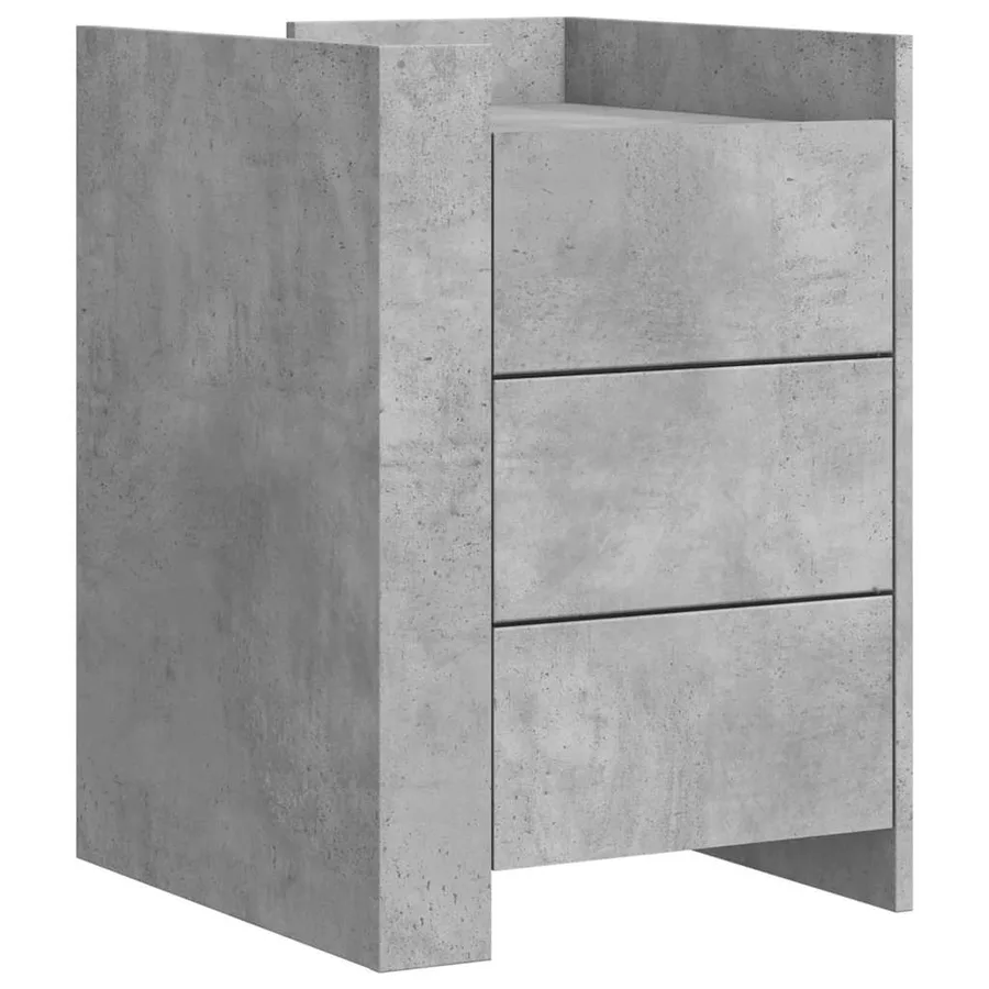 Table de chevet gris béton 45x50x65 cm bois d'ingénierie - 2