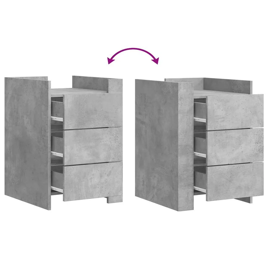Table de chevet gris béton 45x50x65 cm bois d'ingénierie - 7