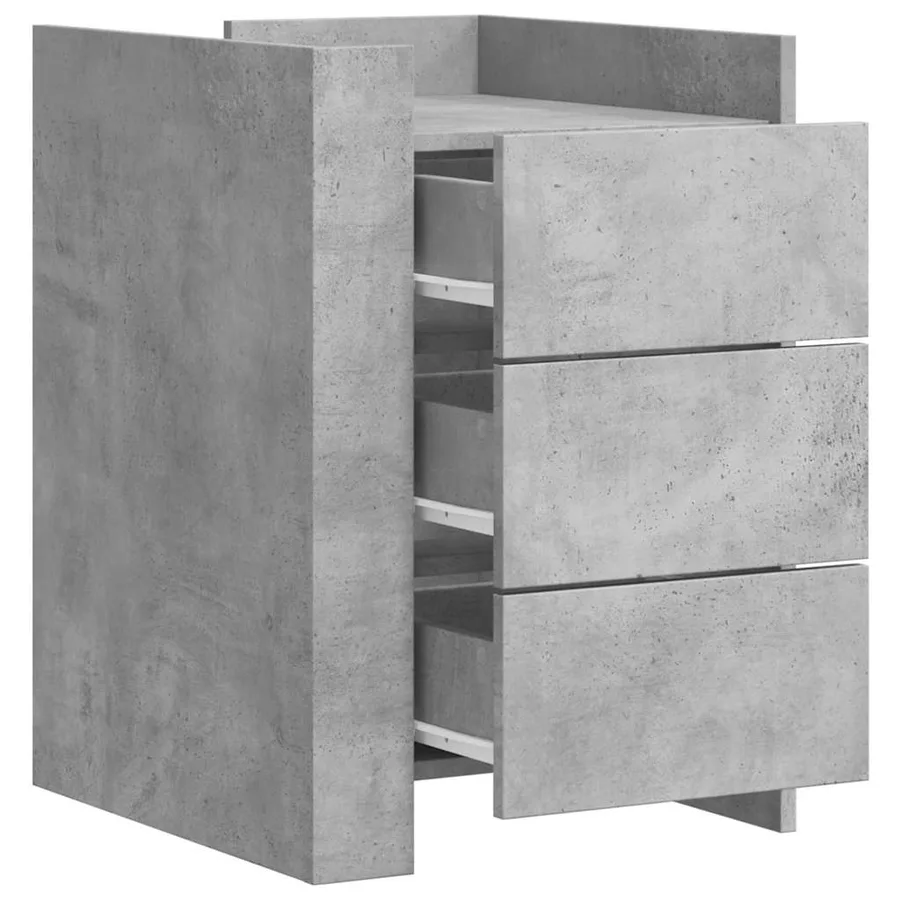 Table de chevet gris béton 45x50x65 cm bois d'ingénierie - 8