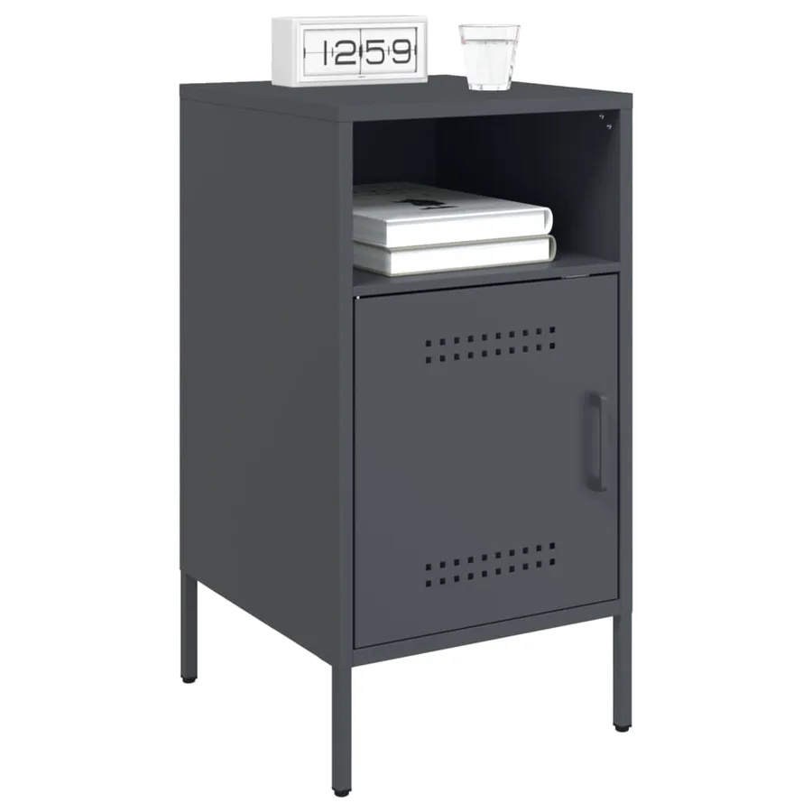 Table de chevet anthracite 36x39x68 cm acier - 4