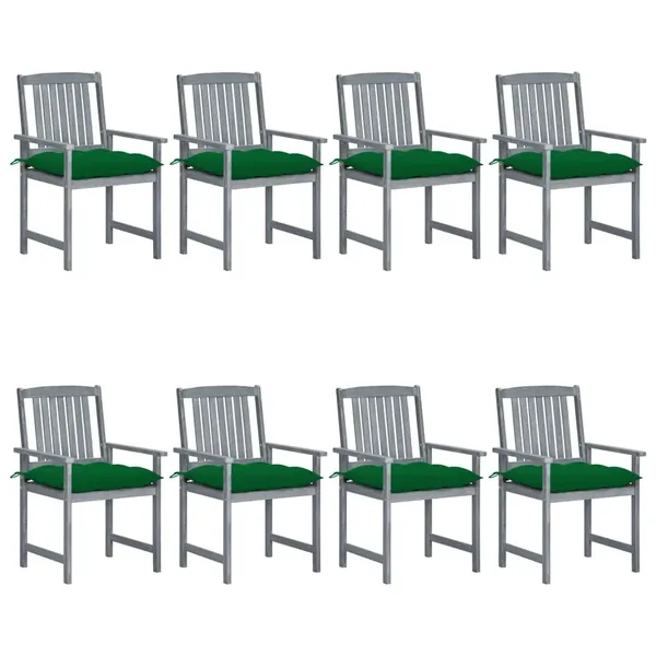 Chaises de jardin et coussins lot de 8 Bois acacia solide Gris